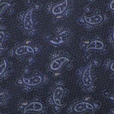THE MENS STORE Navy Blue Ivory PAISLEY Self-tipped Woven Silk Tie NWT
