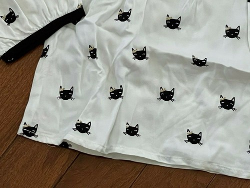 New Gymboree Girls White Black Cat Face Print Tunic Blouse Top Shirt Size 7 - Picture 9 of 9