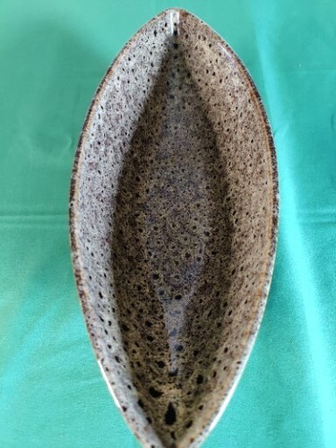 Hosley Decorative Elegant Expressions Ceramic Peacock-Feather Canoe Shaped Bowl - Picture 6 of 11