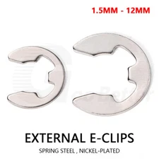 External E-Clip Retaining Washers Circlips DIN 6799 Nickel-plated Steel 1.5-12mm