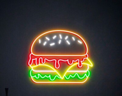 Burger neon sign 36 x20  Neon Flex Led, Power Supply Included And Dimmer..￼