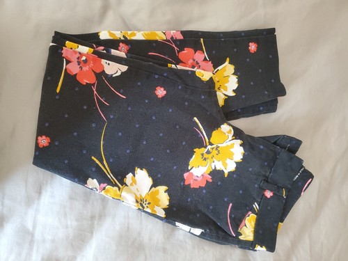 Woman's Capris Pants Size 0 Mid/Low Rise Floral Print Navy Blue | eBay