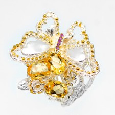 Gift Jewelry Handmade Natural Citrine 6x4 Silver Ring 925 Sterling / RVS68