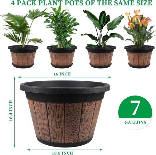 Elegant 16-Inch Vintage Planters: Sturdy, Weather-Resistant 4 Piece Set - Picture 6 of 8