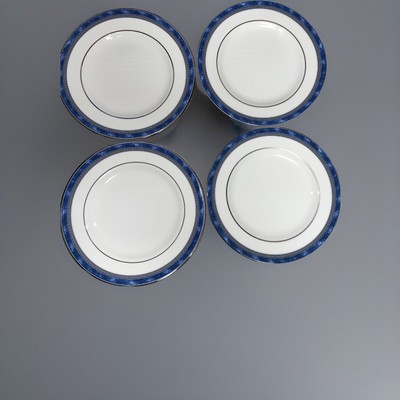 4 Royal Doulton Atlanta Blue Silver Trim Bread & Butter Plates 6.5''
