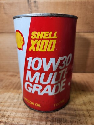 SHELL X100 10W30 MULTI-GRADE MOTOR OIL TIN CAN FULL 1 LITRE CANADA