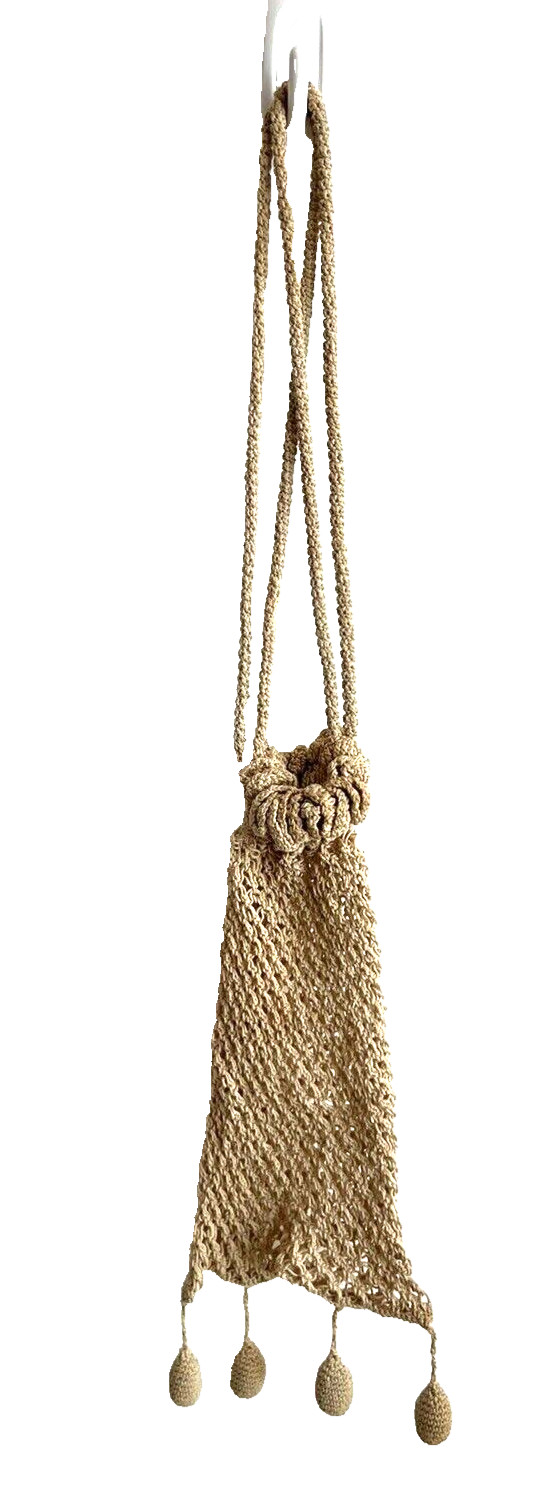 Antique Handmade Crocheted Flapper Drawstring Unl… - image 2