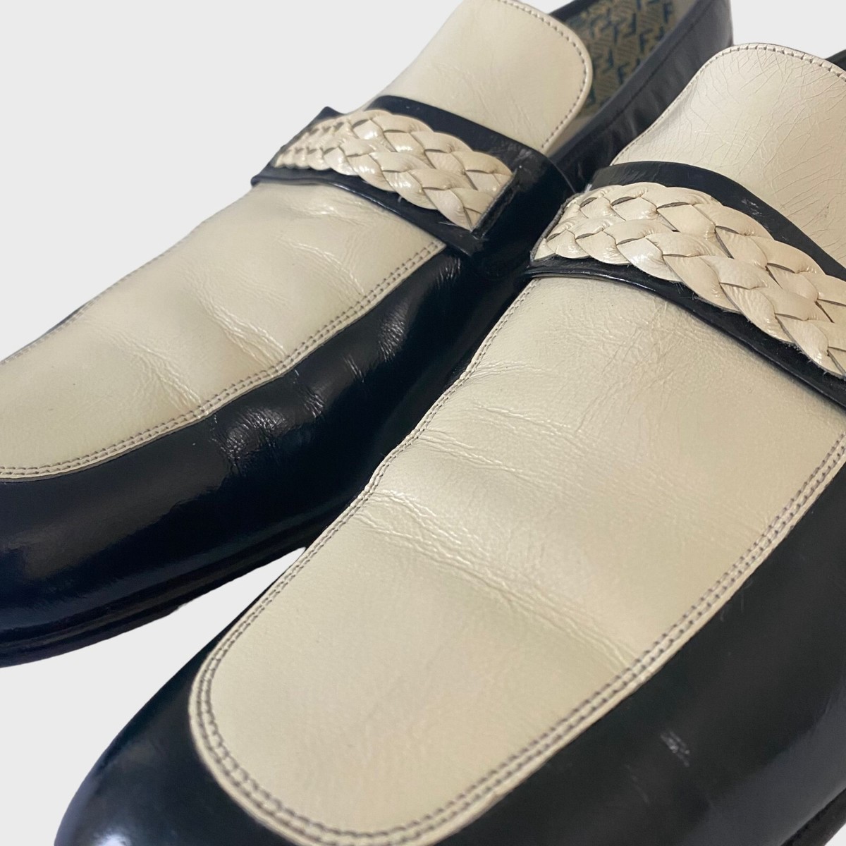 RARE VTG Florsheim Riviera Leather Loafers Two Tone White & Brown Sz 8.5 Vintage Florsheim Riviera Leather Loafers Two Tone White  main image 4