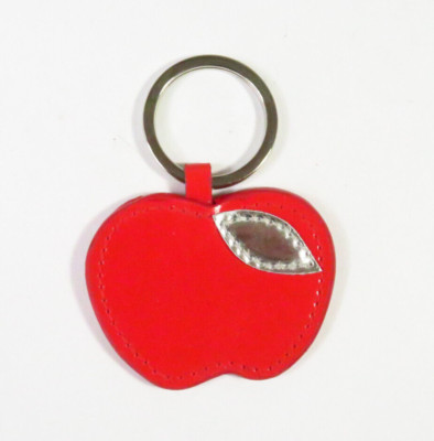 RARE Vtg Nina Ricci Red Patent Leather APPLE Keychain Purse Charm