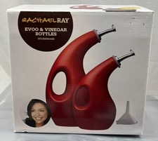 NEW Rachael Ray EVOO Olive Oil & Vinegar Ceramic Bottles Red Set 24 & 13oz