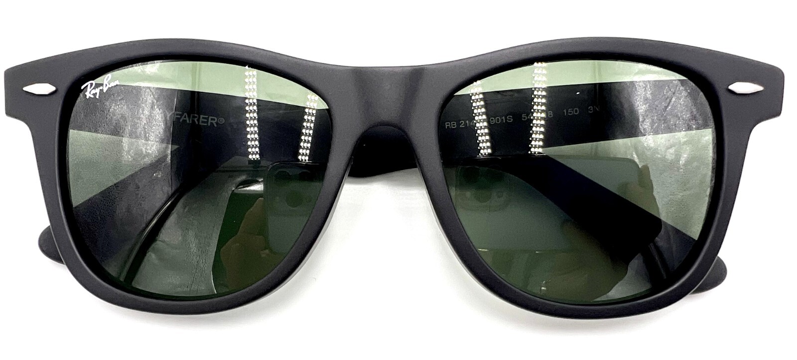 krekel machine Sluipmoordenaar Ray-Ban WAYFARER Sunglasses RB 2140 901S 54mm Matte Black Frame / Green  Lenses | eBay