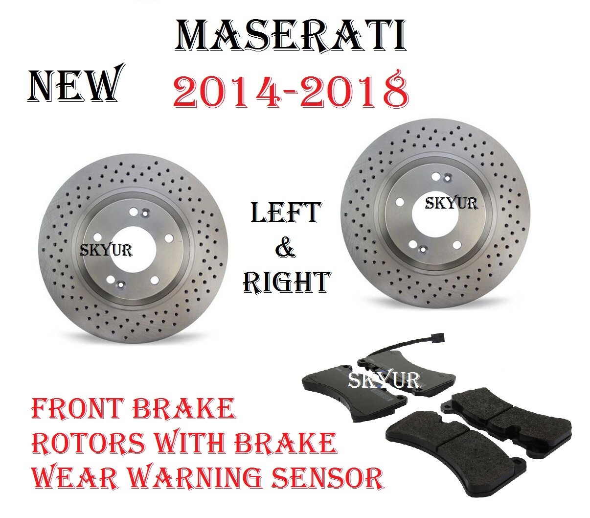 Maserati Front Brake Disc Rotors With Brake Pads For 14-18 Ghibli, Quattroporte