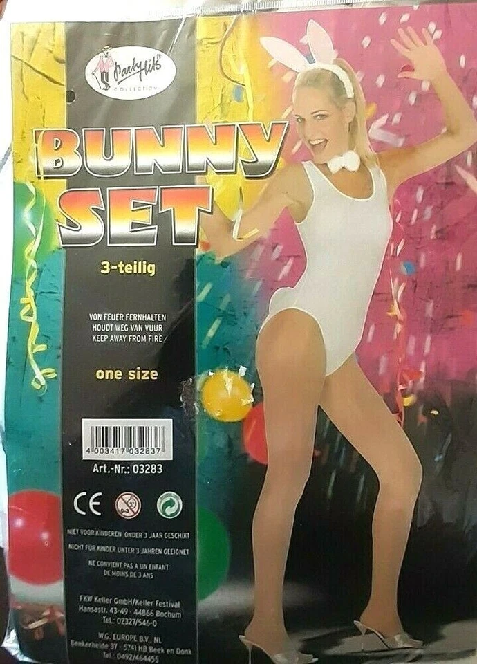 Für Fasching Karneval Party Bunny Set 3 Teile Haarreif mit Ohren Fliege "Blume" - Bild 1 von 1