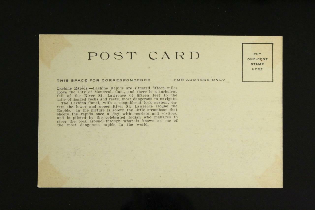 Vintage Early Ship GATINEAU Steamer Postcard Lachine Rapids St Lawrence