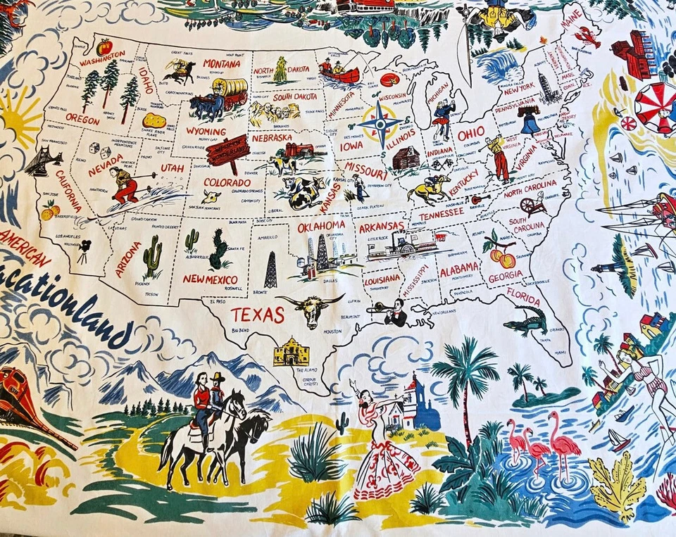 Vacationland Retro-style Tablecloth - Kitsch n' Couture 2005 - Image 3 of 4