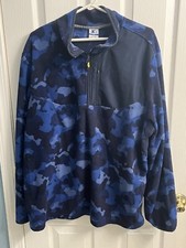 Vintage Starter Fleece 1/4 Zip Jacket Blue Camo Mens XL 46-48