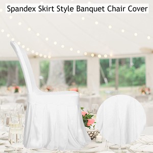 Details About White Ruffled Skirt Slipcover Pleated Spandex Chair Cover Banquet Wedding Party