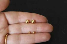 14KGold Plated Sterling Silver Ball 3 and 6MM Studs Earrings UNISEX Men Women