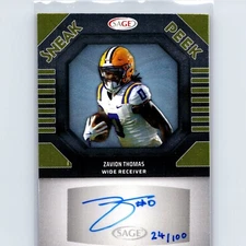 2025 Sage High Series Football Zavion Thomas Sneak Peek Auto SPA-ZT Gold 24/100