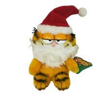 VINTAGE 1983 DAKIN GARFIELD SANTA CLAUS CHRISTMAS STUFFED ANIMAL PLUSH TOY W TAG