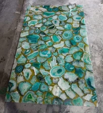 Green Agate Table Top with Precious Gemstone Handmade Coffee Table Hallway Decor