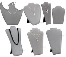 Jewelry Easel Stand Grey Faux Leather Display Modern Grey Chain Display Stands