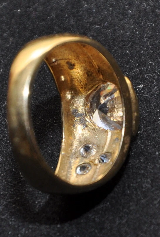 Anello Argento 800 Dorato con cuore Zirconi  18 mm  - Immagine 4 di 4