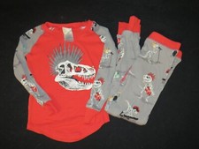 Kids Munki Munki Rock Star Dinosaur Mohawk Skeleton Soft 2pc Pjs Pajamas sz 6