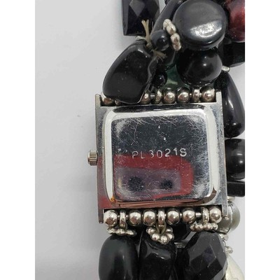 Maurices women\'s dress watch PL3021S. Square black face beaded band Maurices women main image 2