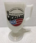 Vintage Opryland USA Tall Drinking Milk Glass Mug Cup - Nashville Tennessee