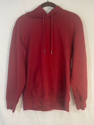 level eight tie hooded sweatshirt kangaroo pocket red long sleeve cotton blend m