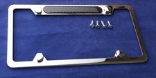 Mirror Chrome Stainless Steel License Plate Frame With Real Carbon Fiber Insert