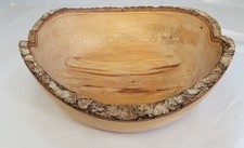 Oval Wooden Bowl Natural Edge Hand Turned Carved Signed Dated Handcrafted BF 17
