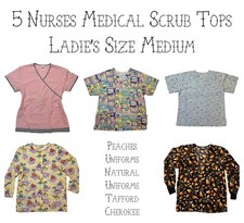5 Medical Nurses Scrub Tops Tafford CHEROKEE Womens Size M Medium Multicolors