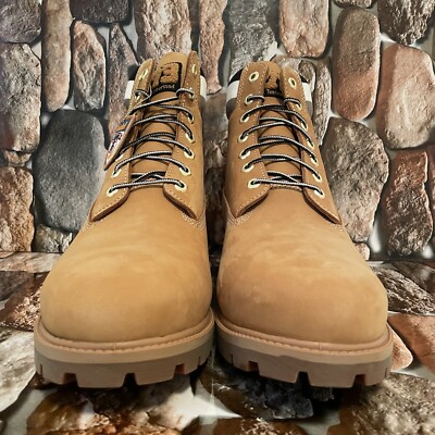 TIMBERLAND MEN'S HERITAGE 6 IN WP BOOT WHEAT NUBUCK W BLACK SIZE