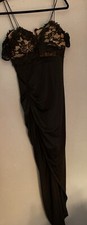Women's Fashion Nova Evening Dress, Black/gold Lace-High Cut Size L