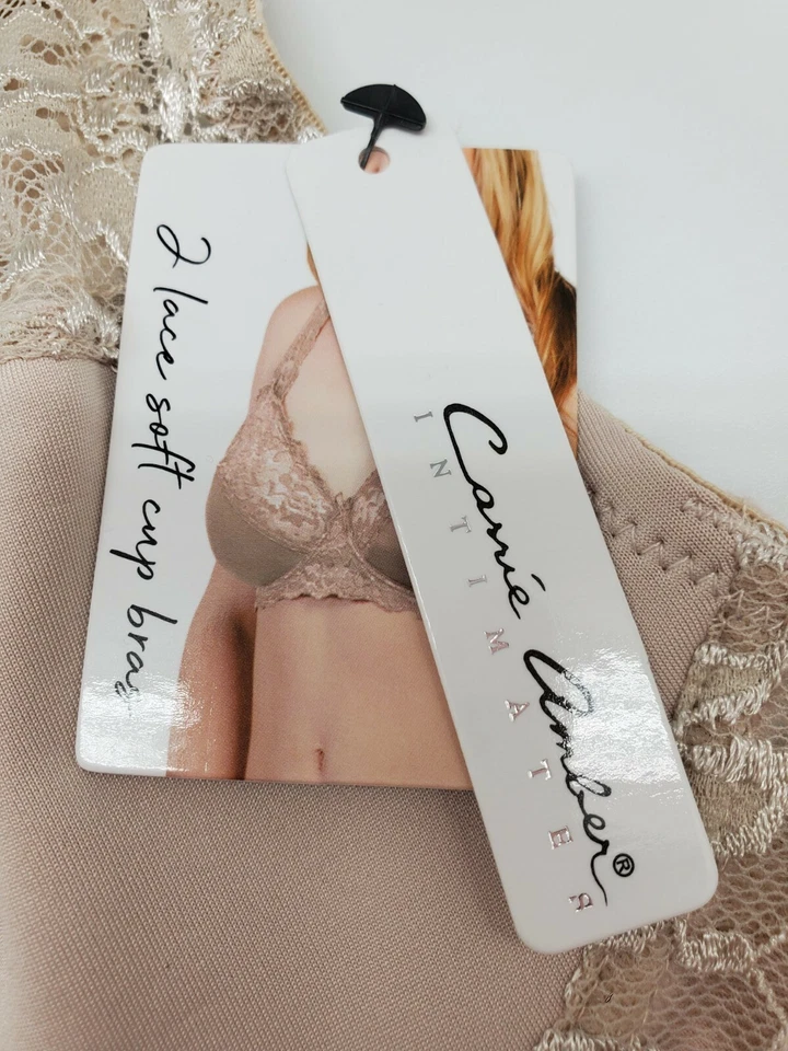 CARRIE AMBER Lace Soft Cup Underwire Bra 2-Pack Beige/Nude Full Figure 40C 42D - Image 4 of 4