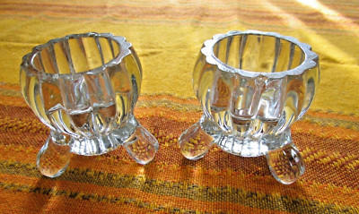 A Pair Of Footed Crystal Candle Holders