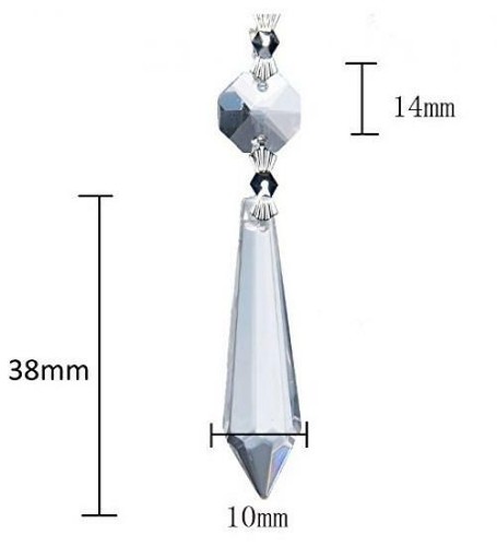 BronaGrand 20pcs 38mm Replacement Clear Chandelier Icicle Crystal Silver - Picture 3 of 5