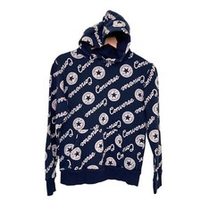 Converse Big Boys All Over Logo Print Pullover Hoodie Age 12-13 Faded Blue L