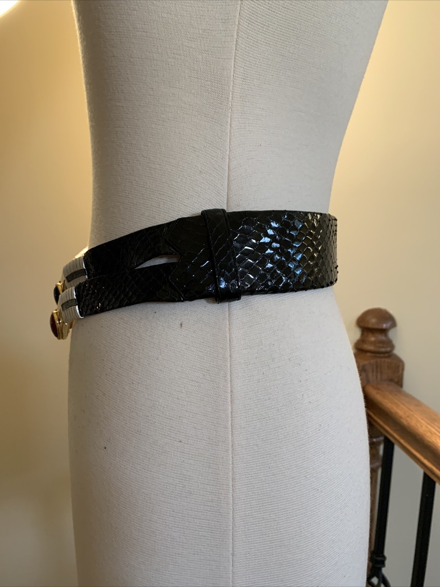 ? Judith Leiber New York Black Snakeskin Leather Belt – Gold Hardware These #judithleiberbelts just in☀️Known for their  main image 4