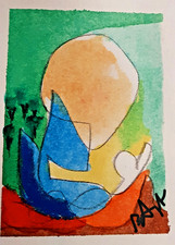 ACEO Original Watercolor Piece No. 1 - "The Light in My Hands" abstrat art  OOAK