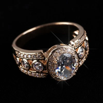 Damen Ring Rosegold Zirkonia weiss 750 Gold 18 Karat vergoldet R2534 - Bild 1 von 4