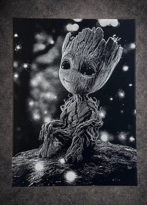Bild Baby Groot Marvel schwarz-weiß Leinwand Wanddeko Manga und Kino 30x40