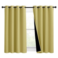 Blackout Curtains 46 W x 45 L Set of 2 Thermal Insulated Paler Yellow NICETOWN