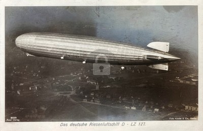 Graf Zeppelin LZ 127 Airship in Flight RPPC Photo Postcard COPY