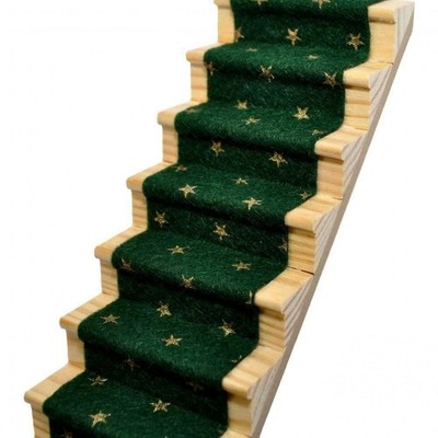Puppenhaus Efeu Grün & Gold Sterne Treppe Teppich Läufer Selbstklebend Bodenbelag