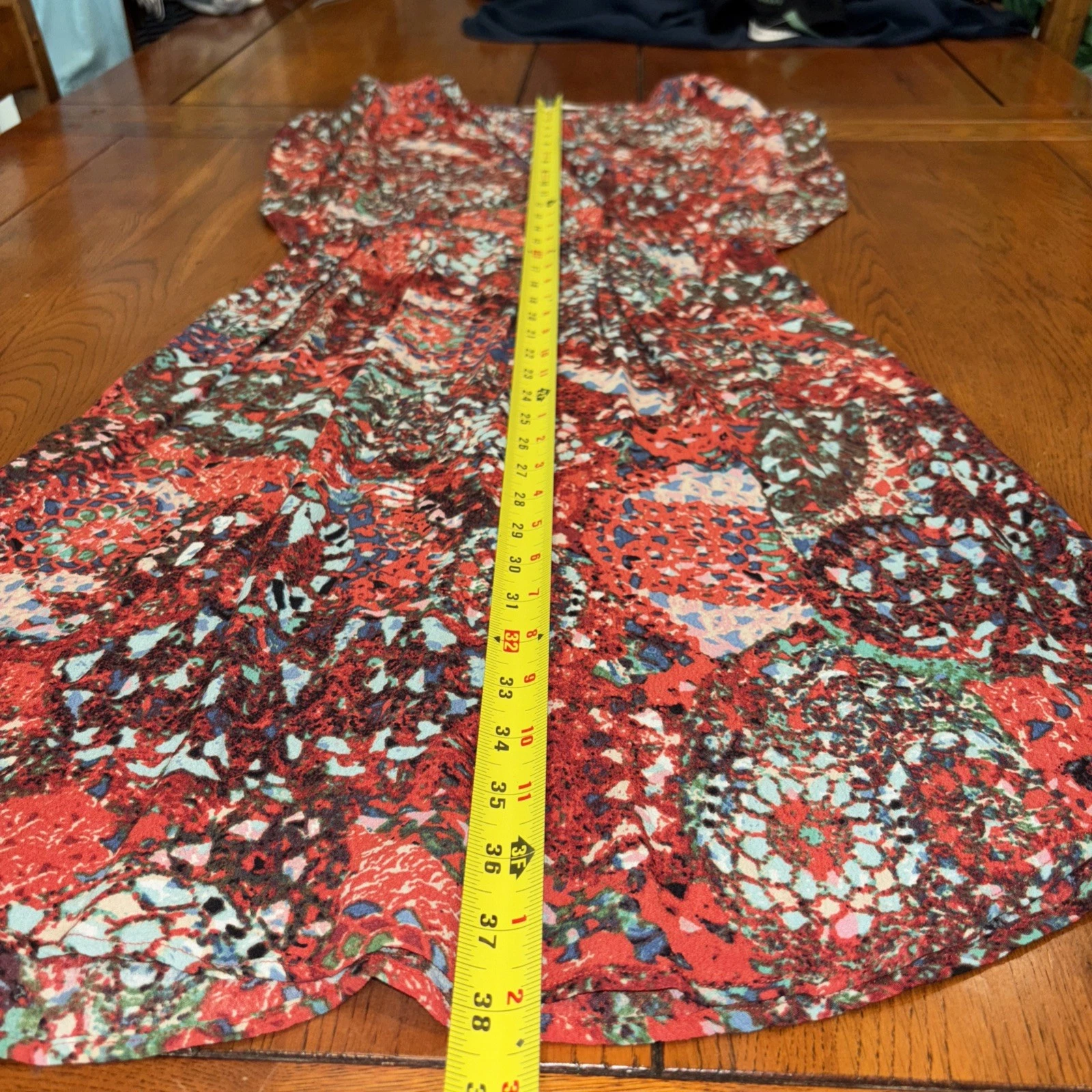 VETEMENTS Abito CABI 862 St. Barts mosaico finto avvolgente scollo a V manica corta cappuccio taglia M corallo