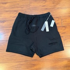 Essentials Fear of God Black Sweat Shorts Men Drawstring Logo Cotton