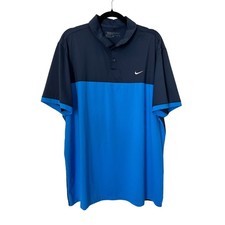 Nike Golf Dri Fit Shirt Men s XL Standard Fit Blue Dark Blue Color Block Polo